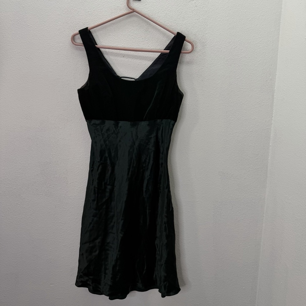 VTG 90s Jump Velvet Satin Babydoll Dress Mini Green Y2K Fairy Whimsigoth SZ XS